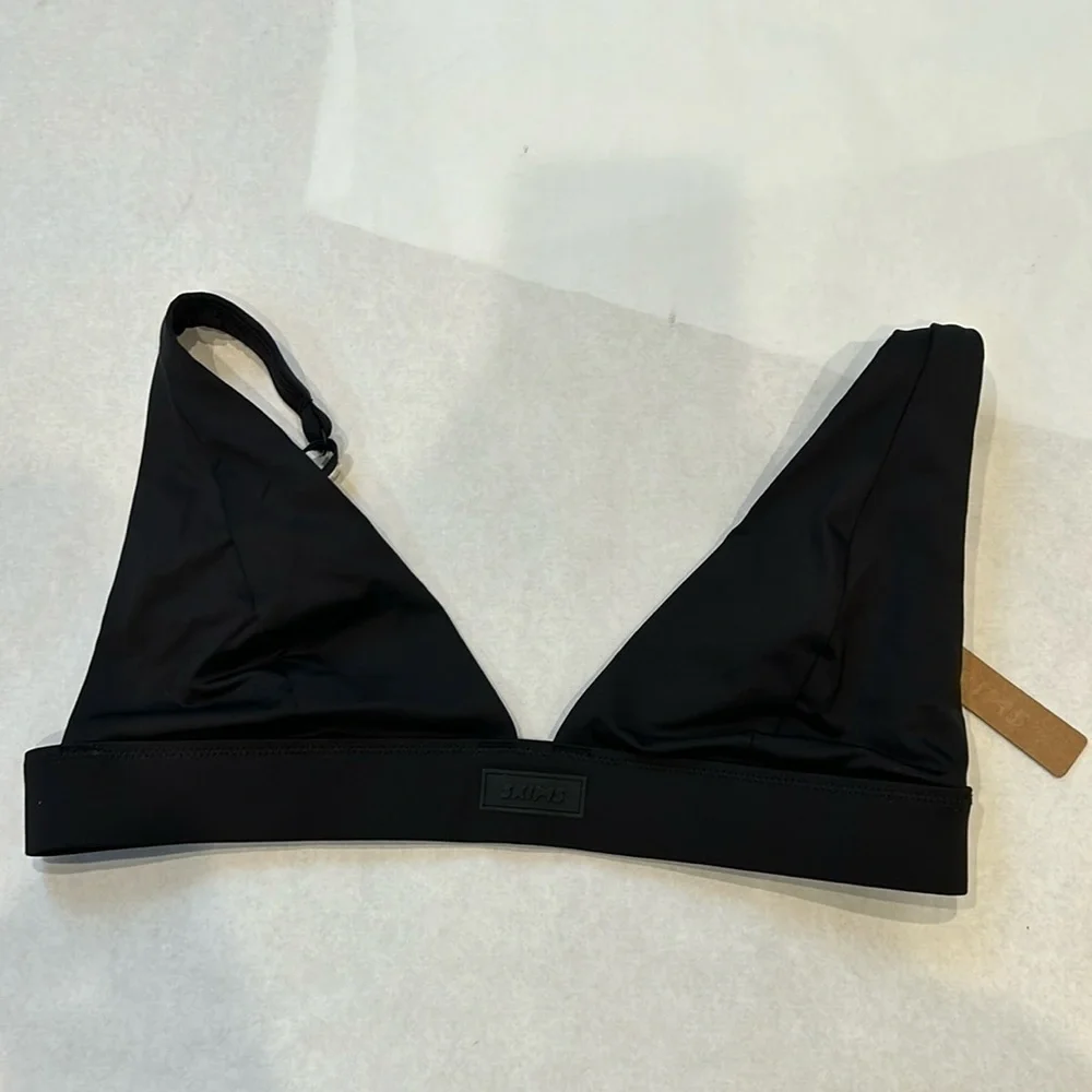 Skims recycled swim plunge bikini top Onyx black women’s size large new w tags